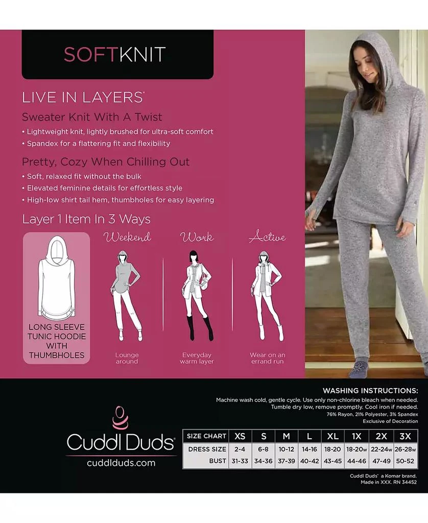 Cuddl Duds Plus Size SoftKnit Long-Sleeve Tunic Hoodie 5