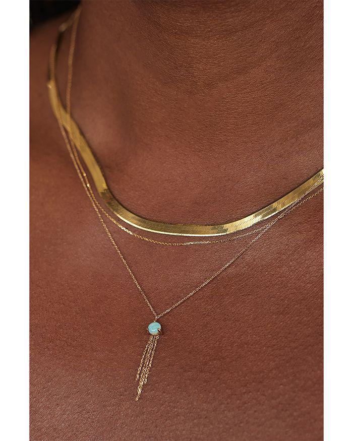 WWAKE 14K Yellow Gold Haze Opal & Chain Fringe Pendant Necklace, 16"