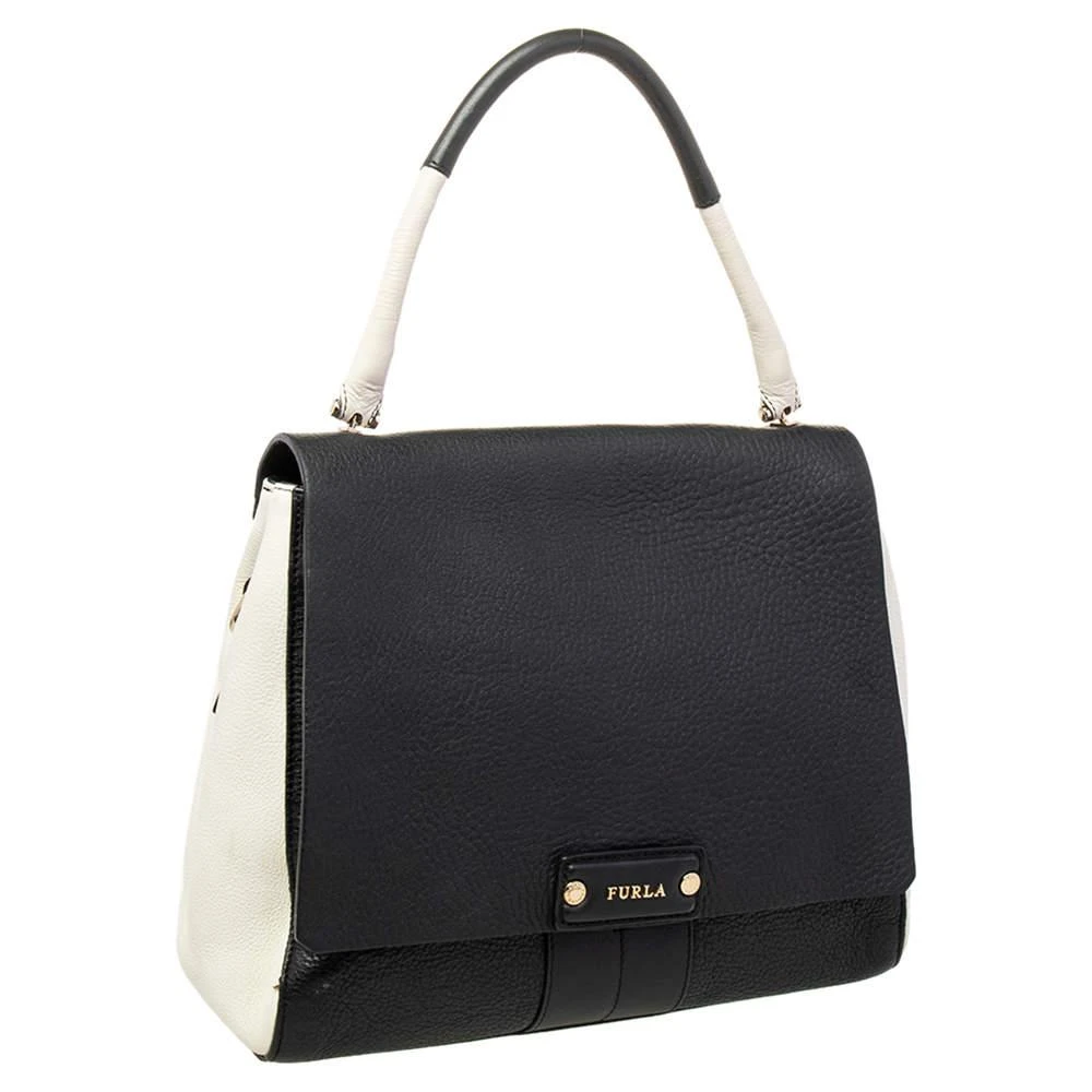 Furla Furla Black/White Leather Flap Top Handle Bag 3