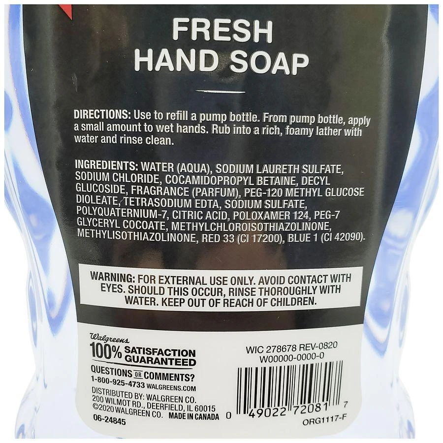 Walgreens Liquid Hand Soap Refill Clear 4