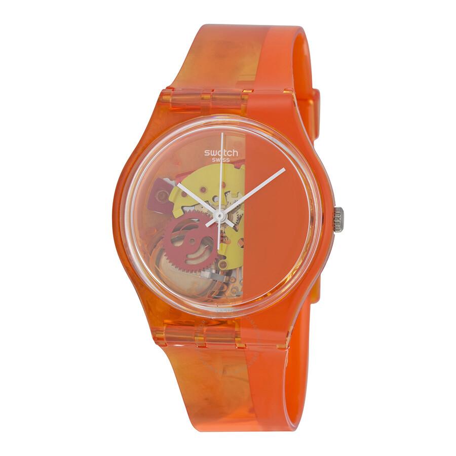 Swatch Bloody Orange Skeleton Dial Orange Plastic Unisex Watch GO116