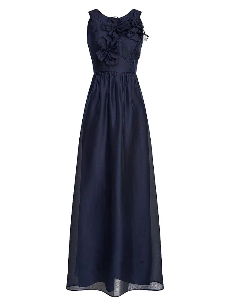 Kay Unger Women's Ruffle Accent Gown, Blue, 12
