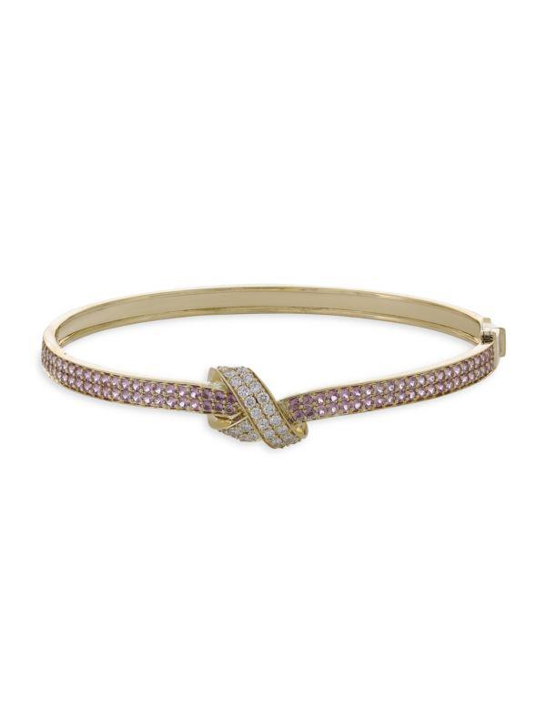 HUEB Fitas 14K Yellow Gold, Garnet Pink & Diamond Bangle Bracelet
