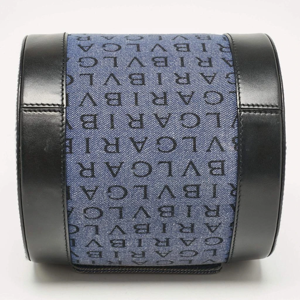 BVLGARI Bvlgari Blue/Black Logo Denim and Leather Cylinder Bag 10