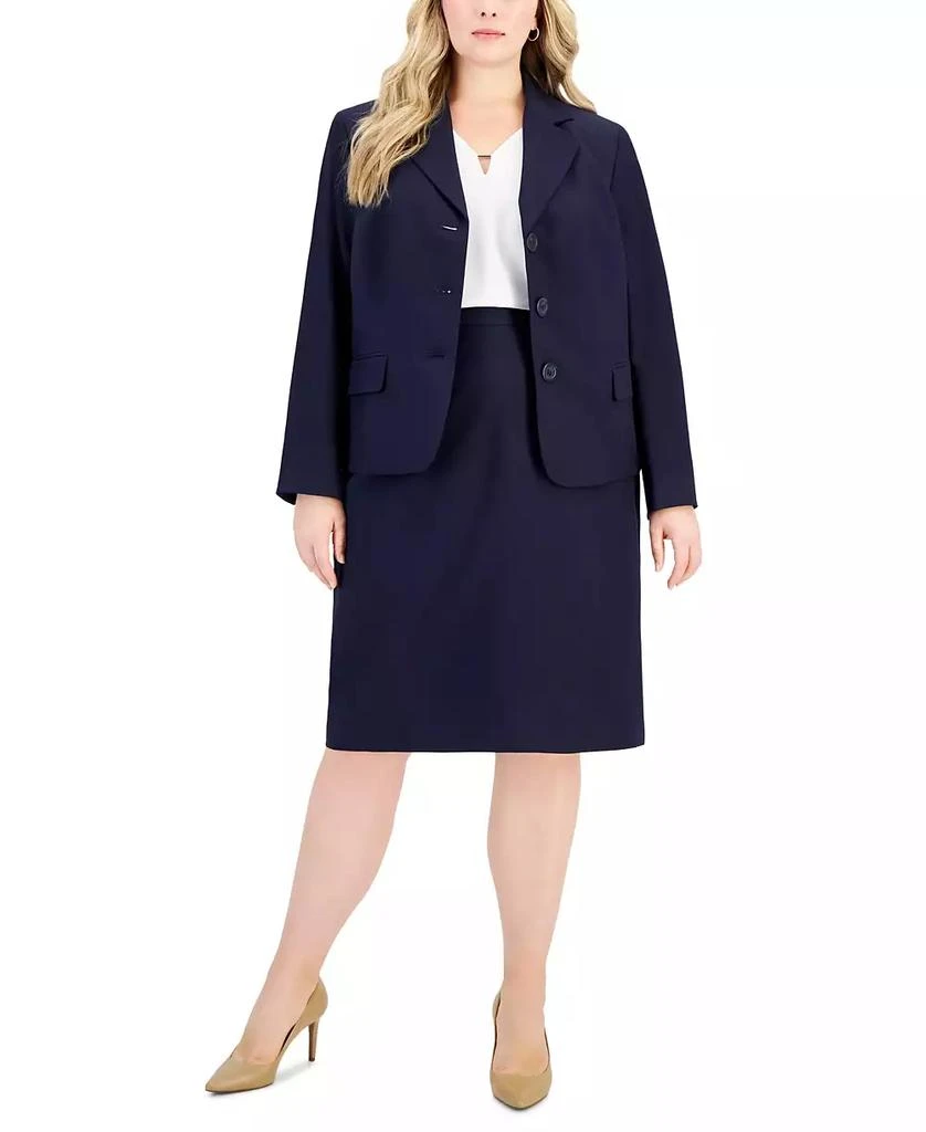 Le Suit Plus Size Button-Front Pencil Skirt Suit 1