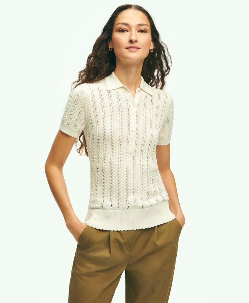 Brooks Brothers Silk Blend Pointelle Polo Sweater 1