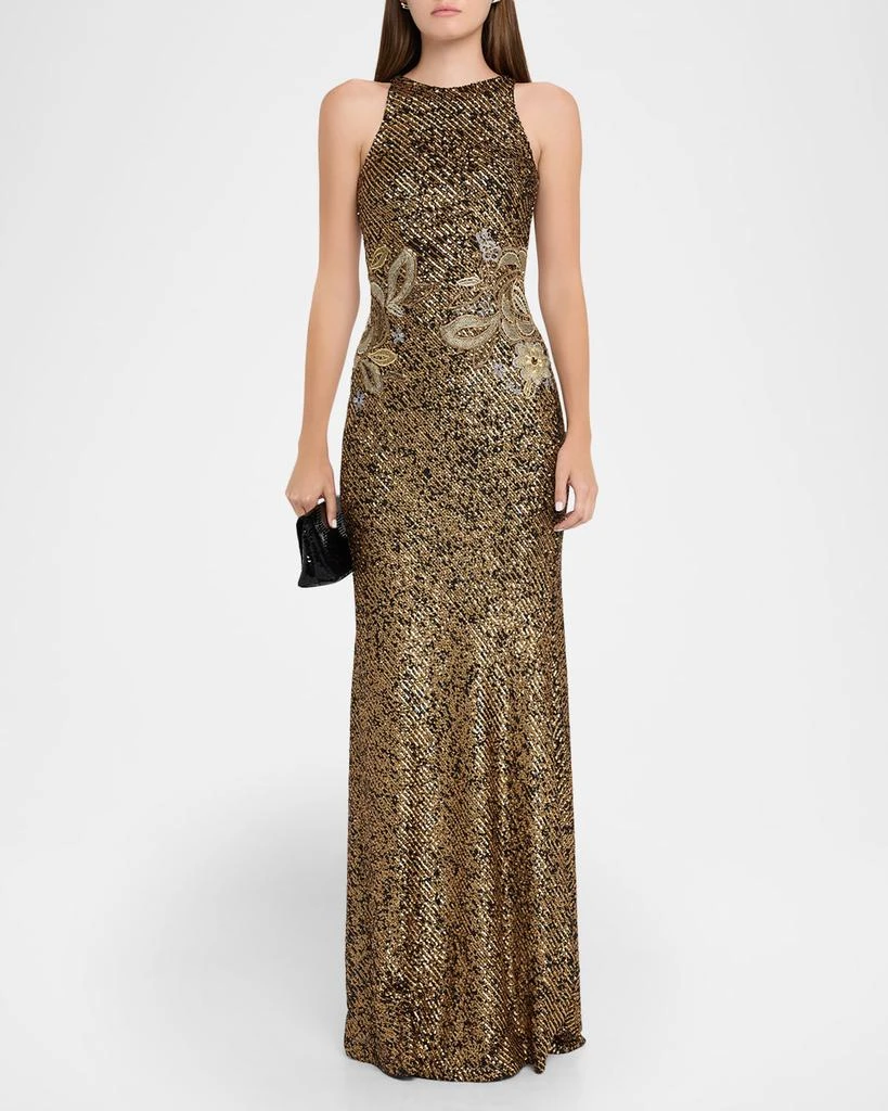 naeem khan evening dresses Naeem Khan Floral Sequin Embroidered Strapless A Line Gown main image 0