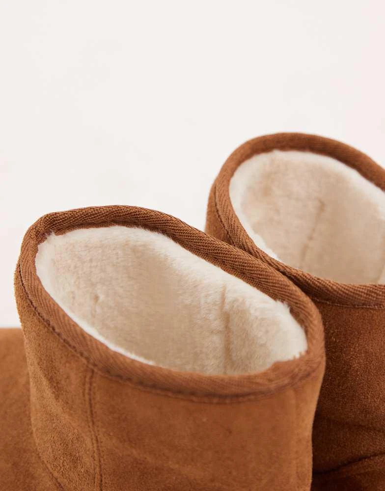 ASOS ASOS DESIGN slipper boots in tan with faux fur lining 3
