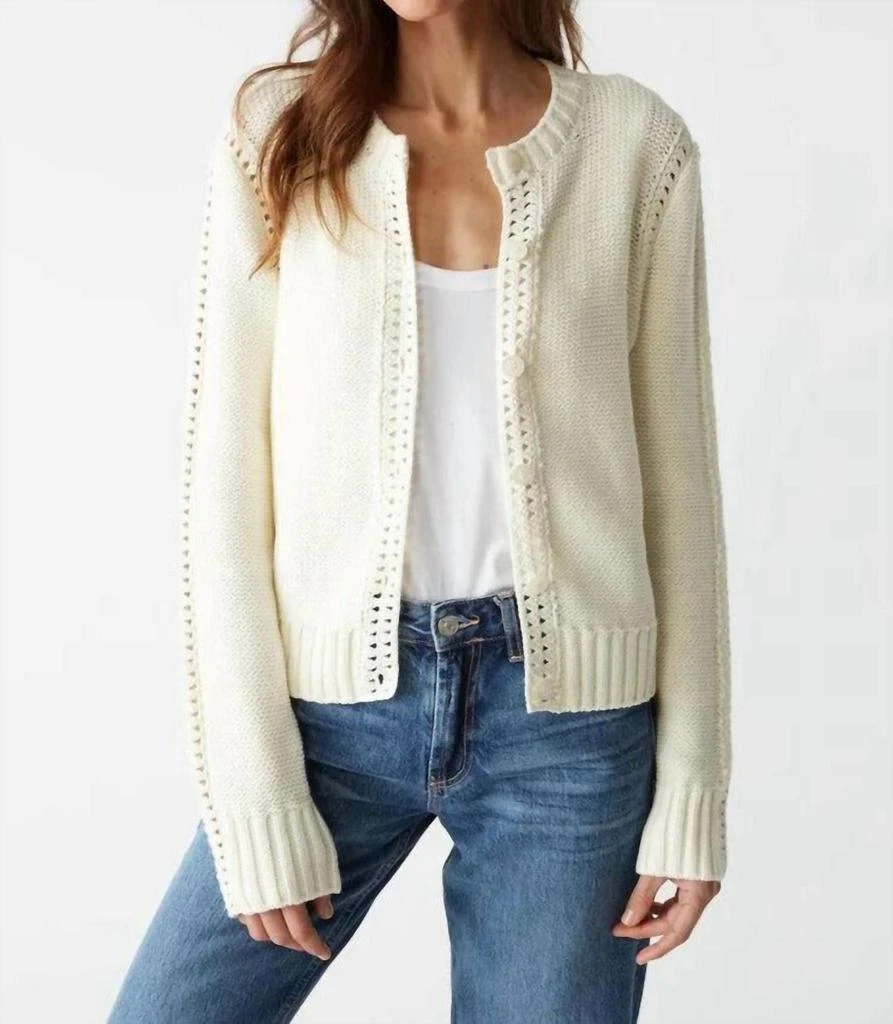 Michael Stars Adaline Crochet Cardigan Sweater In Chalk 1