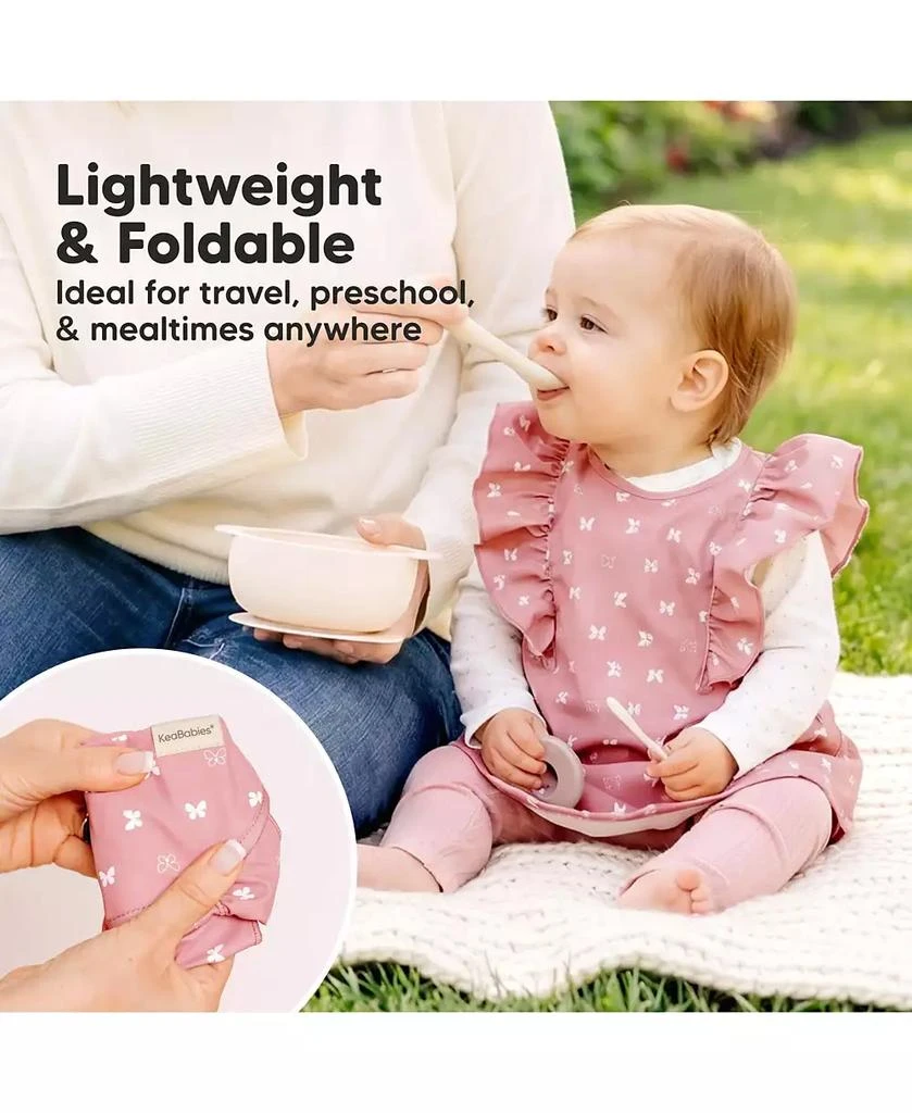 KeaBabies 2-Pack Fae Waterproof Bibs for Baby Girl, Boy - Large Baby Bibs for Eating, Infant Feeding Essentials, Lightweight, Cute 9