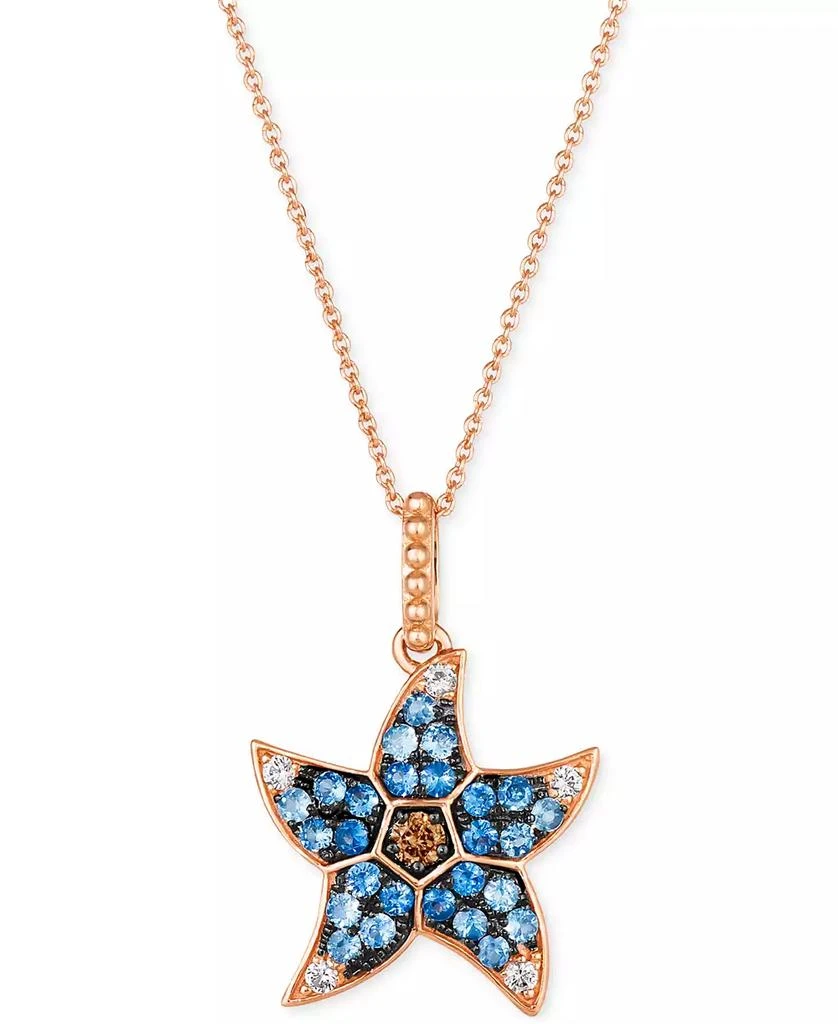 Le Vian Multi-Sapphire (5/8 ct. t.w.) 
Chocolate Diamond (1/20 ct. t.w.) Starfish Pendant Necklace in 14k Rose Gold, 18" + 2" extender