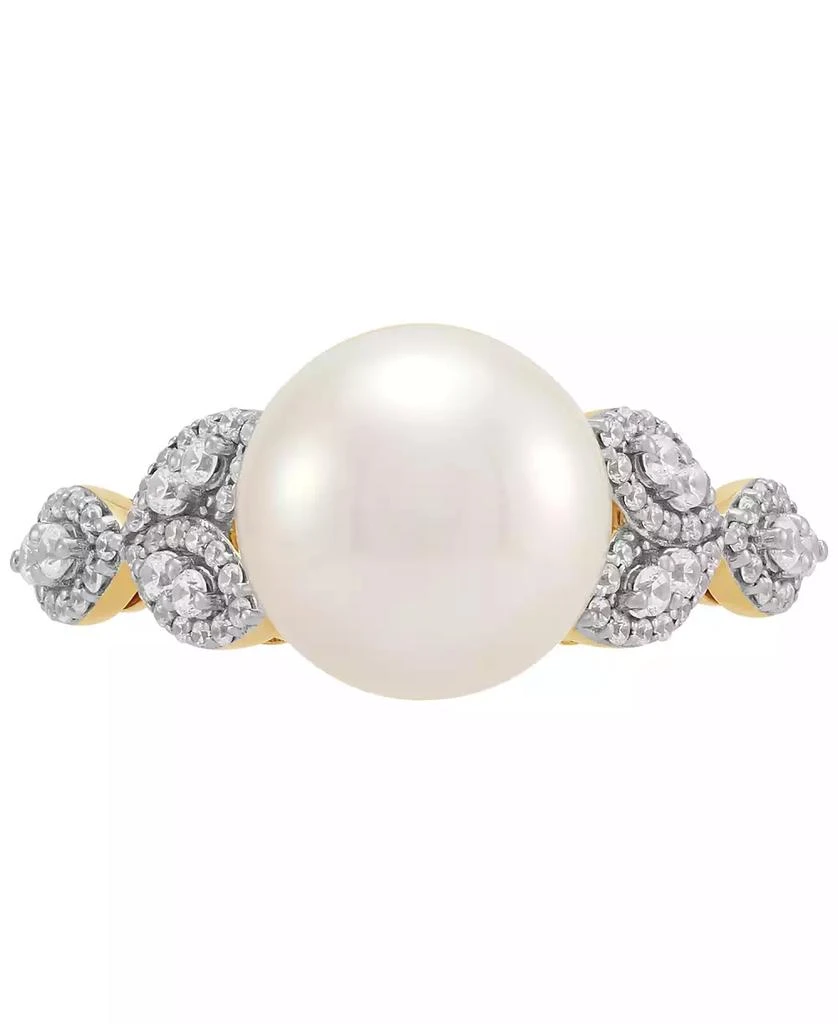 Honora Cultured Ming Pearl (10mm) & Diamond (1/3 ct. t.w.) Leaf Ring in 14k Gold 3
