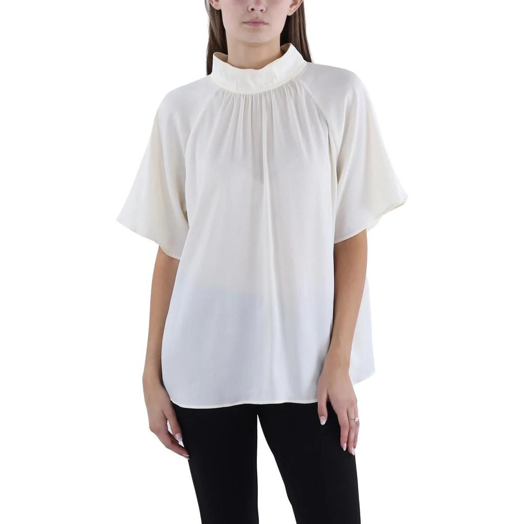 Calvin Klein Womens Mock Neck Short Sleeve Blouse 1