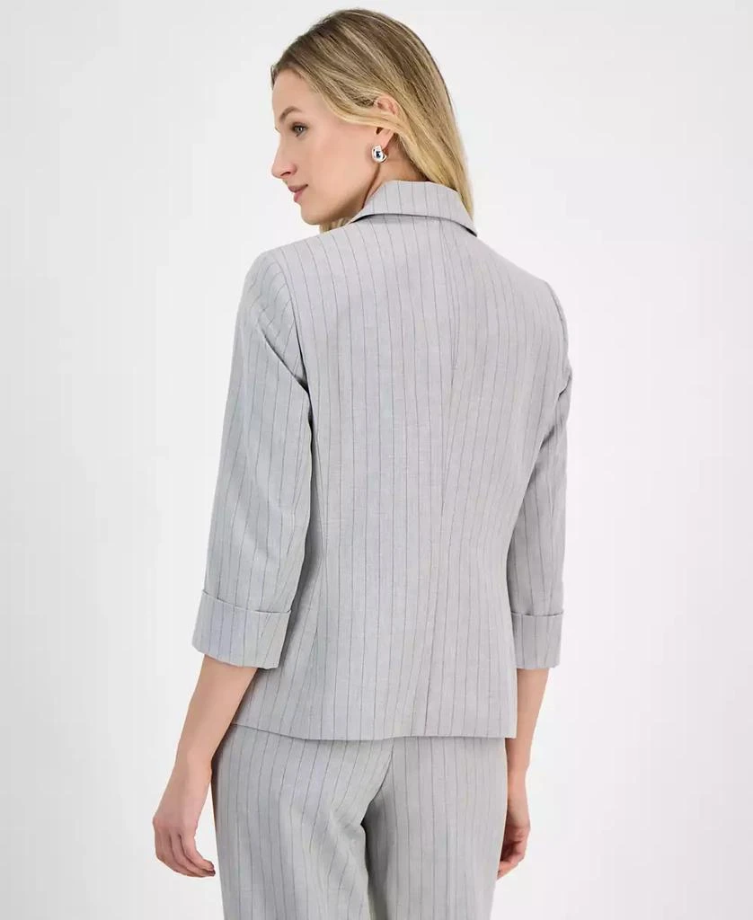 Kasper Petite Women's Pinstriped One-Button Blazer 4