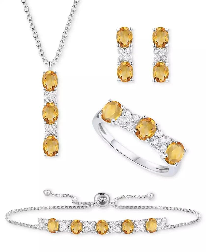 Macy's 5-Pc. Set Amethyst (4-5/8 ct. t.w.) & Lab-Grown White Sapphire (3/4 ct. t.w.) Ring, Pendant Necklace, Bracelet, & Stud Earrings in Sterling Silver (Also in Additional Gemstones) 1