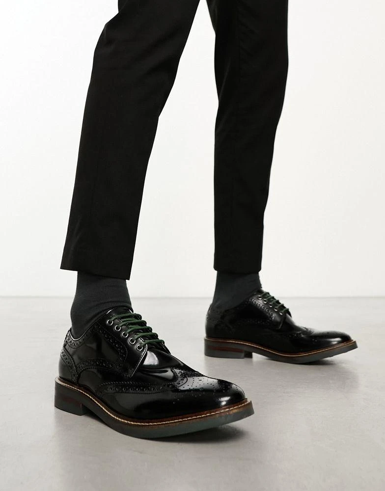 Base London Base London Woburn Hi-Shine Brogue Shoe in Black 4