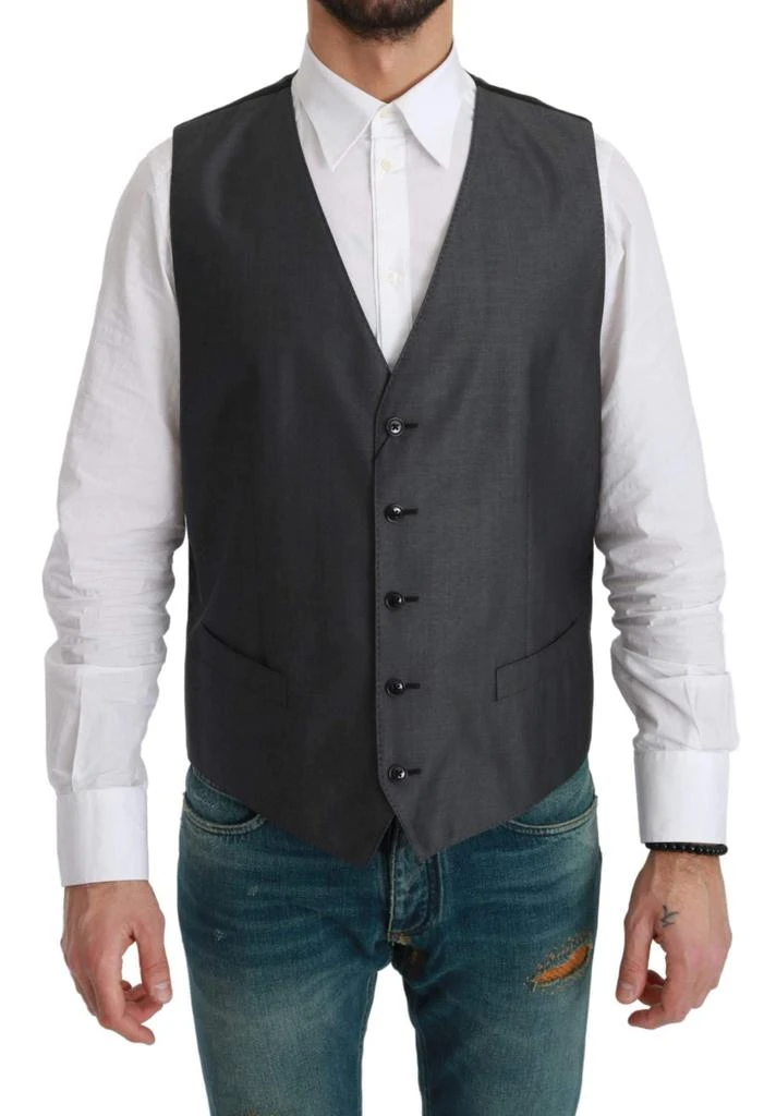 Dolce & Gabbana Dolce & Gabbana  Gray Waistcoat Formal Stretch Wool Vest 1