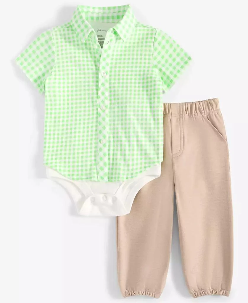 First Impressions Baby Boys Gingham Oxford Bodysuit & Pants, 2 Piece Set, Exclusively at Macy's 1