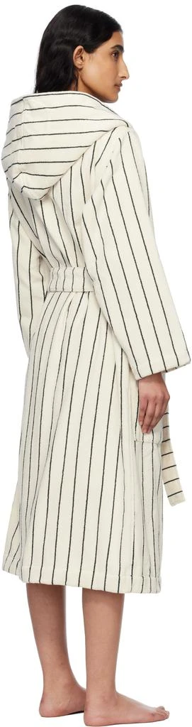 Tekla White & Green Terry Hooded Bathrobe 3