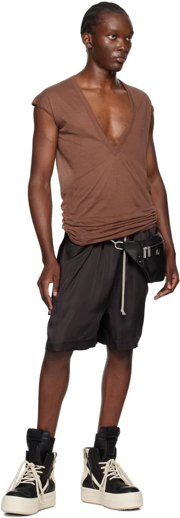 Rick Owens Brown Porterville Deep V SL T-Shirt 5