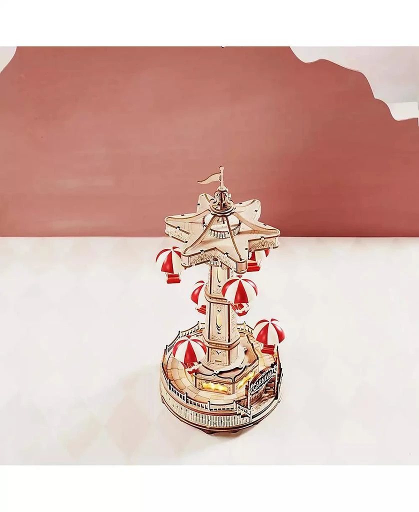 Robotime 3D Wooden Puzzle Parachute Tower DIY Model Gift for Birthday Children Adult, 5.51"5.51"11.8" 3