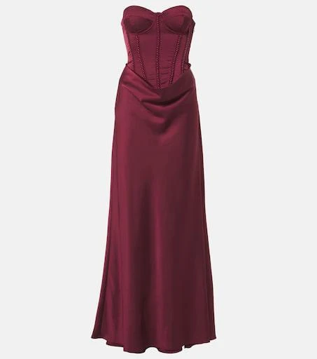 ivory and burgundy dress White Lace Off-the-shoulder Burgundy Bridesmaid Dress