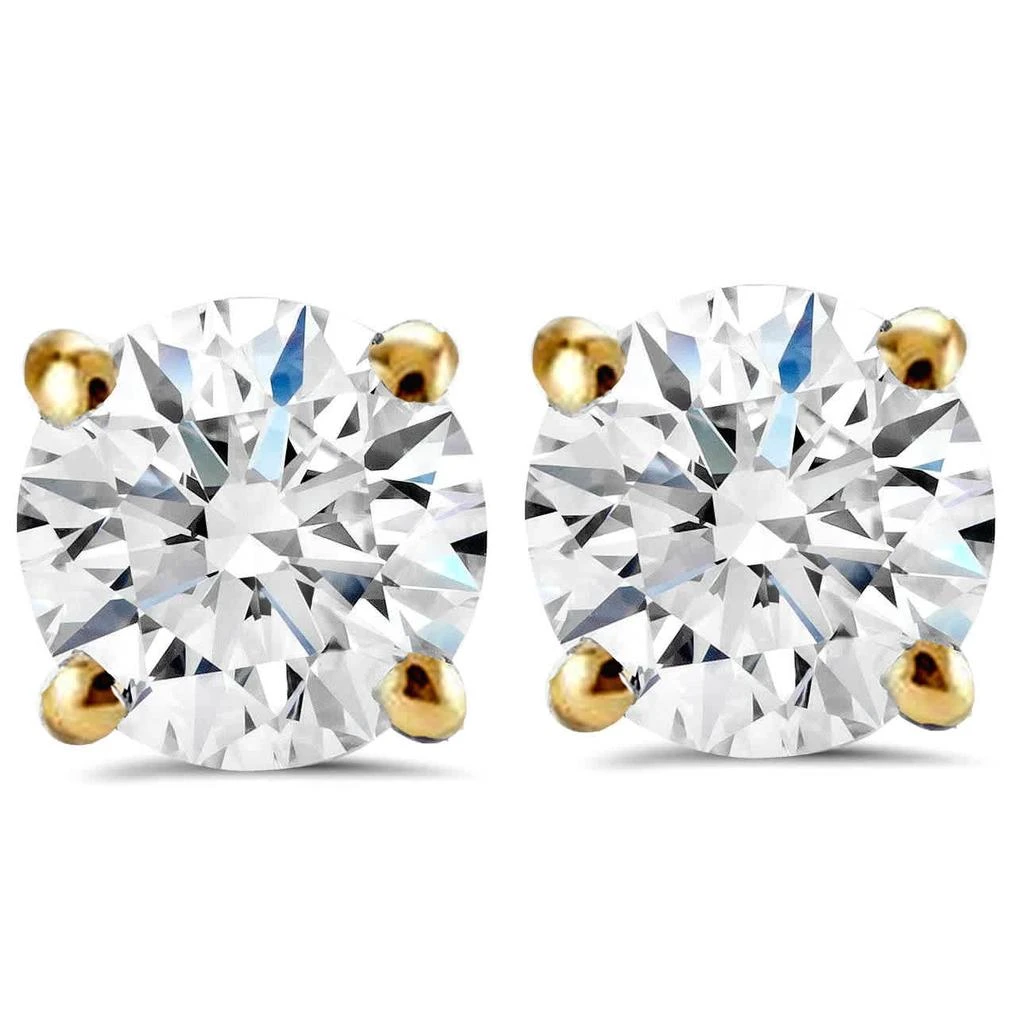 Pompeii3 Certified 2Ct TW Diamond Studs Screw Back 14k Yellow Gold Lab Grown Size: Free Style
