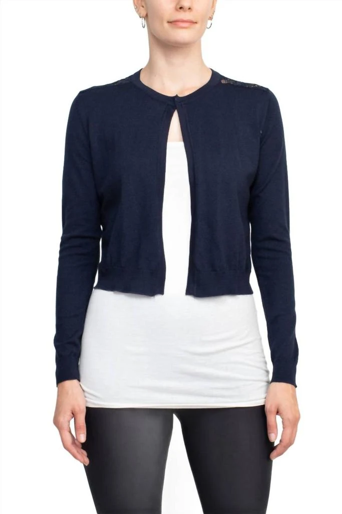 Luxxe Lane Luxxe Lane - Long Sleeve Lace Back Hook Closure Knit Cardigan