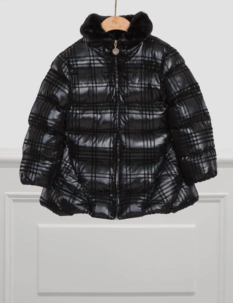 Abel & Lula Abel & Lula - Girl's Flock Print Fur Lined Coat 2