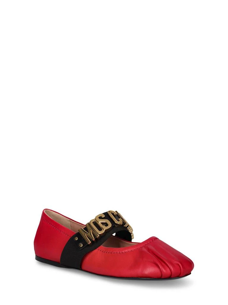 MOSCHINO 10mm Leather Ballerina Flats 2