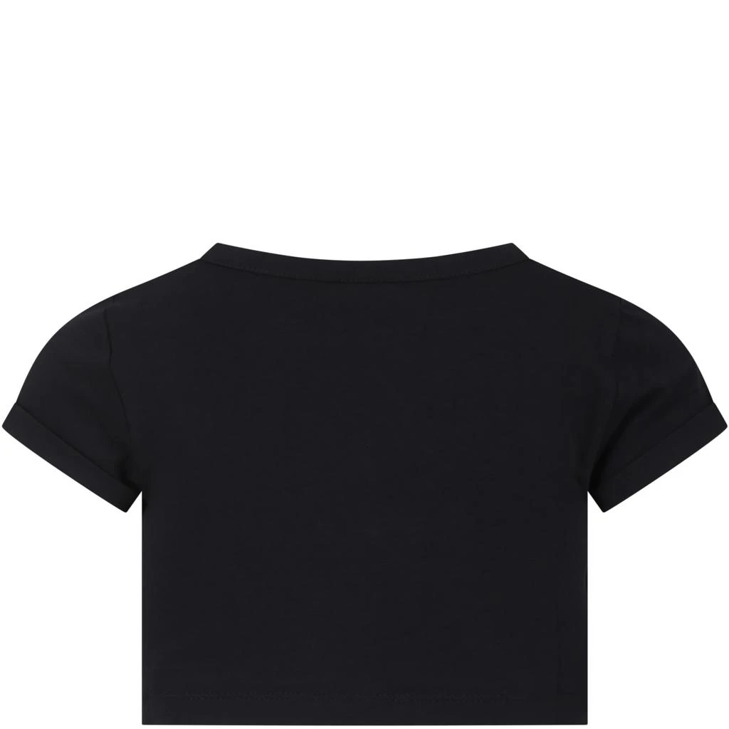 GCDS Mini Black T-shirt For Girl With Patterned Logo 2