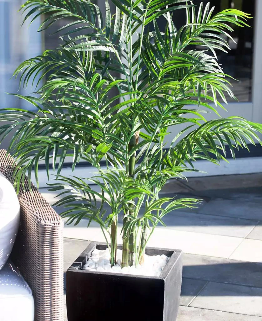 NEARLY NATURAL 4.5
 Areca Palm UV-Resistant Indoor/Outdoor Artificial Tree in Black-Washed Planter 4