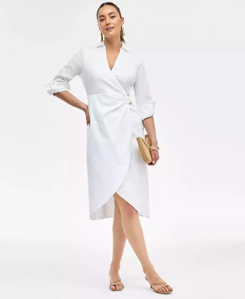 INC International Women's Hardware-Trim Cotton Faux-Wrap Dress, Exclusively at Macy's 1
