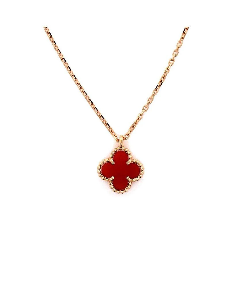 Pre-Owned Van Cleef 
Arpels Sweet Alhambra Pendant Necklace 18K Rose Gold and Carnelian, 15.75" 3