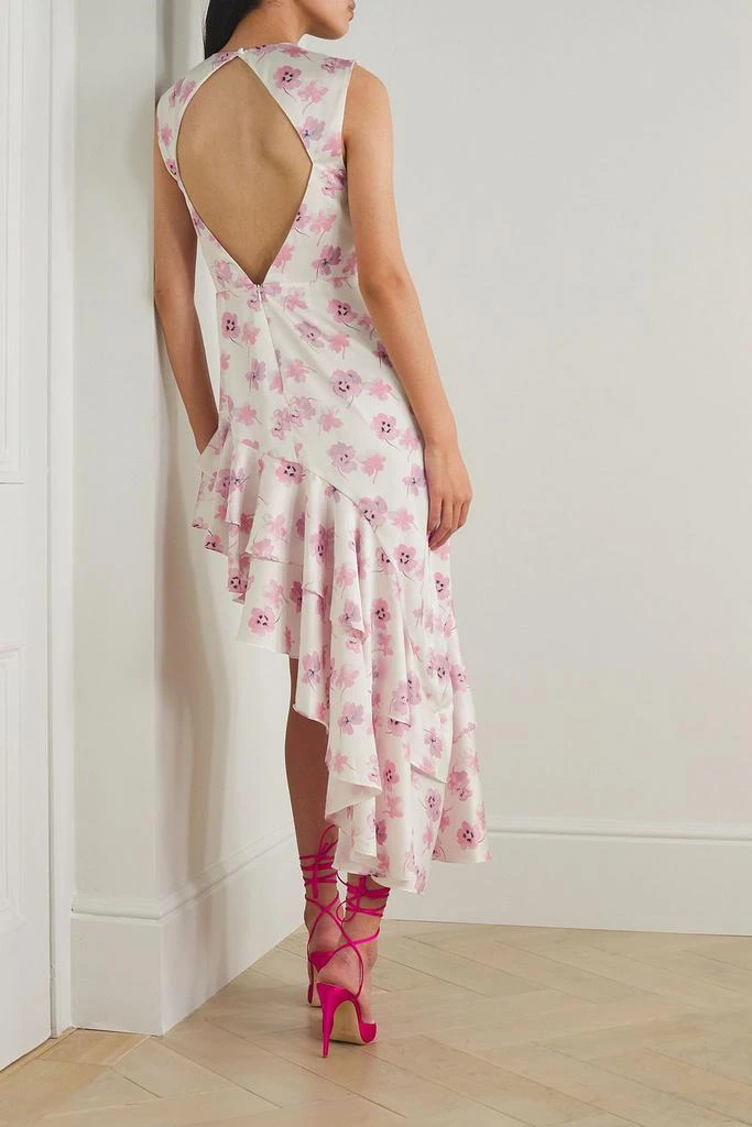 LES RÊVERIES Open-back asymmetric floral-print satin midi dress 3