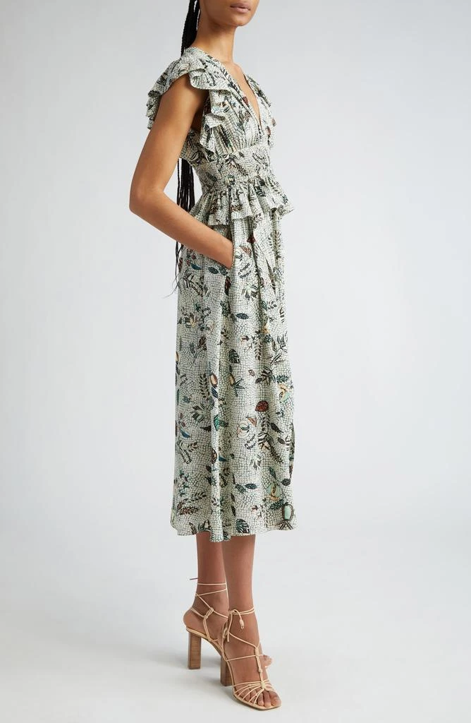 Ulla Johnson Brielle Flutter Sleeve Silk Midi Dress 3