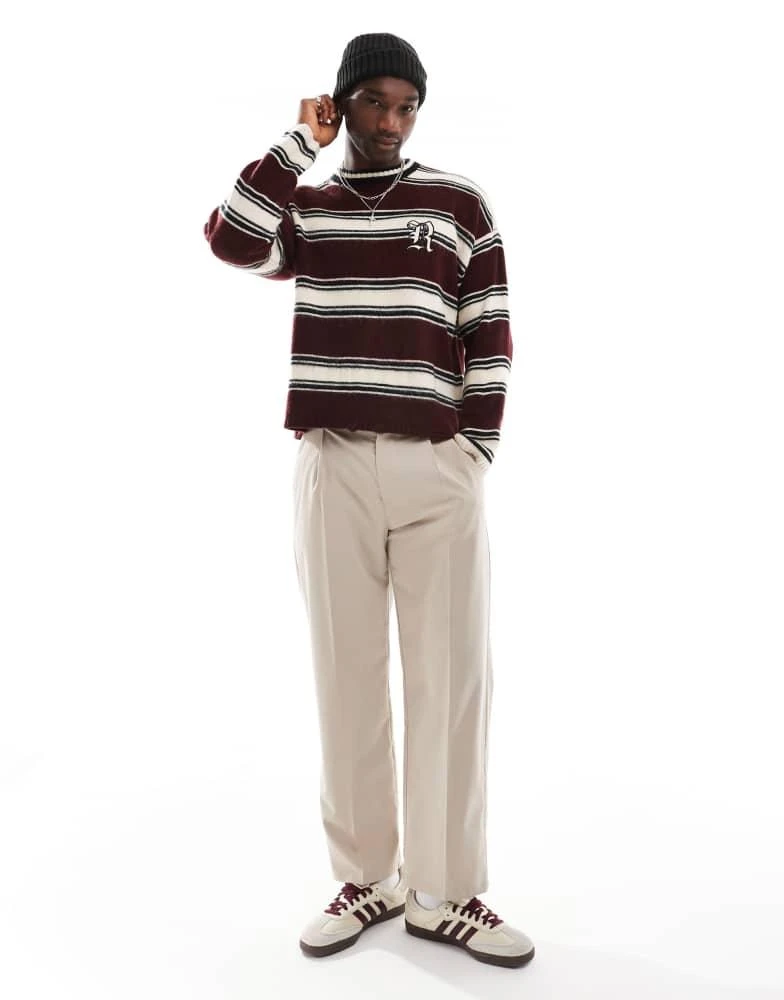 The Ragged Priest The Ragged Priest stripe distressed long sleeve t-shirt in red & white 2