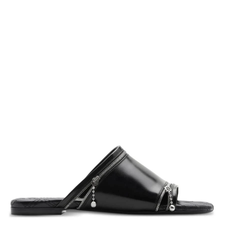 Burberry Decorative-Zip Flat Leather Sandals 1
