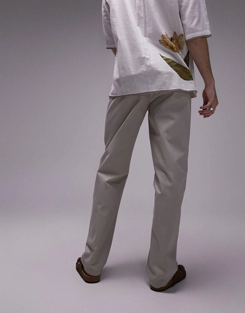 Topman Topman straight workwear chino trousers in stone 3
