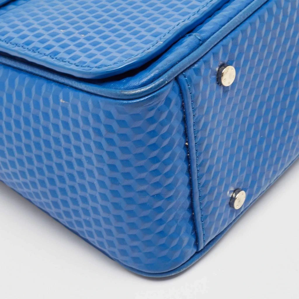 Aigner Aigner Blue Embossed Leather Genoveva M Top Handle Bag 14