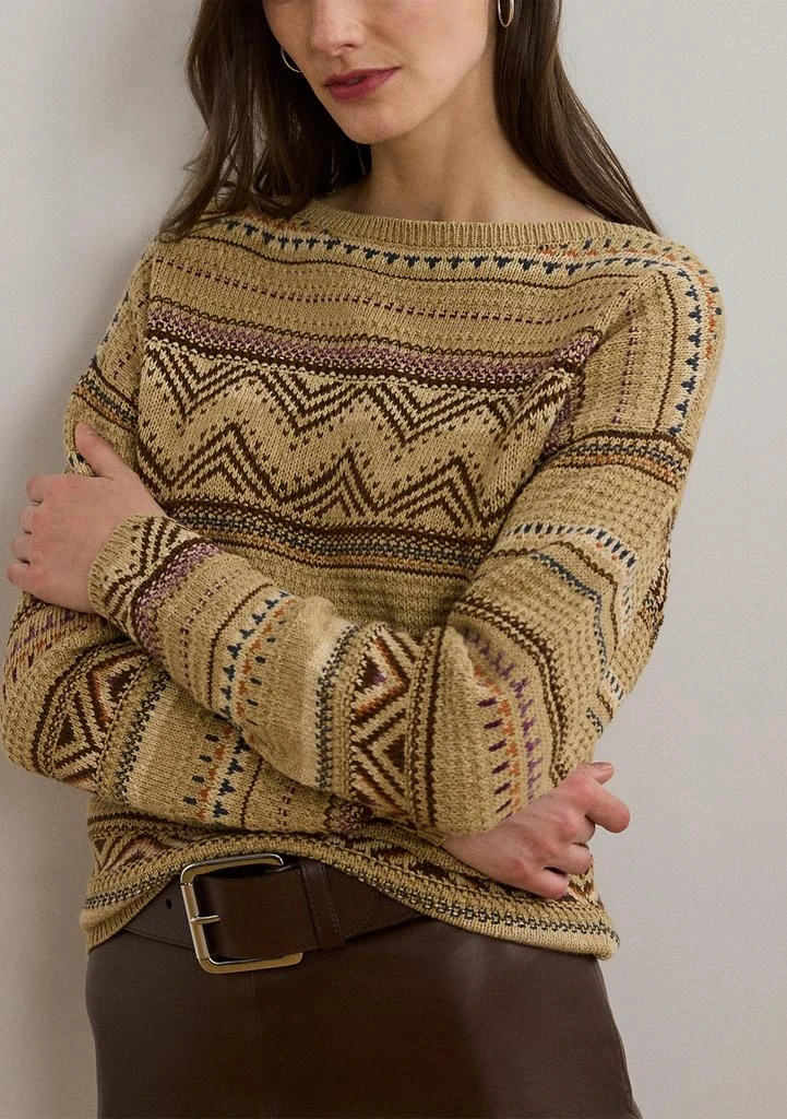 Ralph Lauren Women's Geo-Striped Cotton-Linen Sweater 3