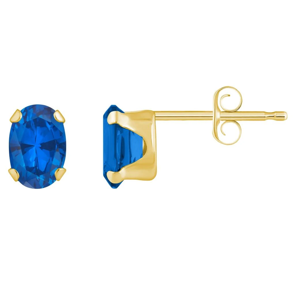 Glistening Jewels 10K Gold 6x4mm Oval Created Sapphire Stud Earrings