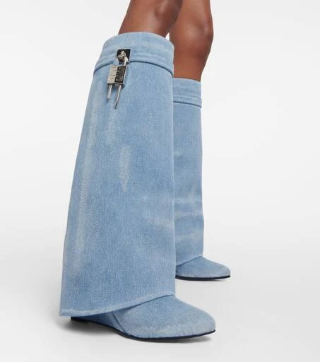 Givenchy Shark Lock denim knee-high boots 4