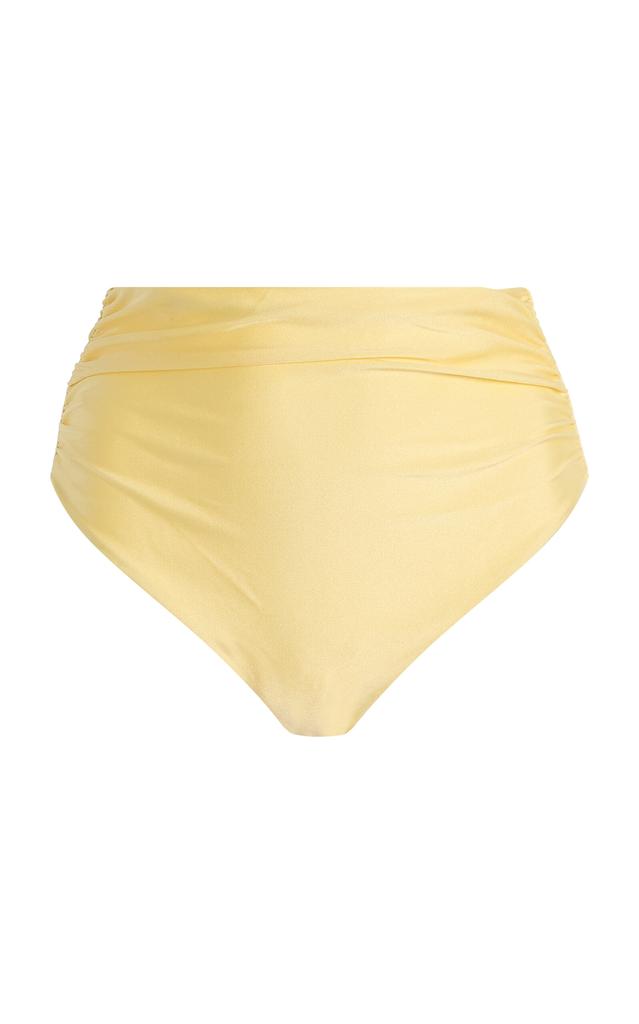 SIMKHAI SIMKHAI - Teya Ruched High-Rise Bikini Bottoms - Yellow - S - Moda Operandi