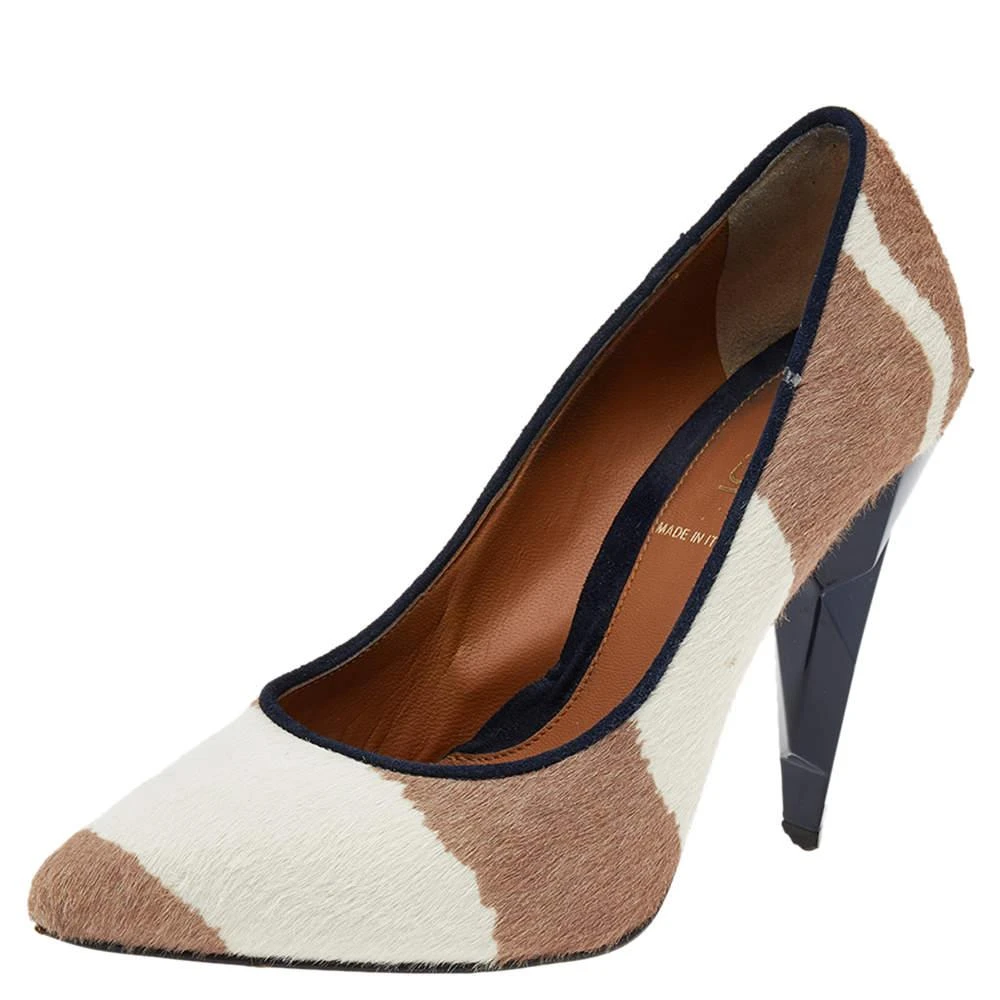 Fendi Fendi Beige/White Zebra Print Calf Hair Diamond Heel Pumps Size 35.5 1