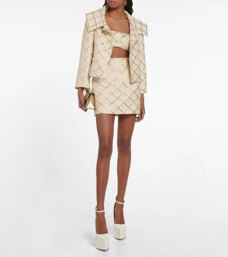 Valentino Wool-blend brocade crop top 2