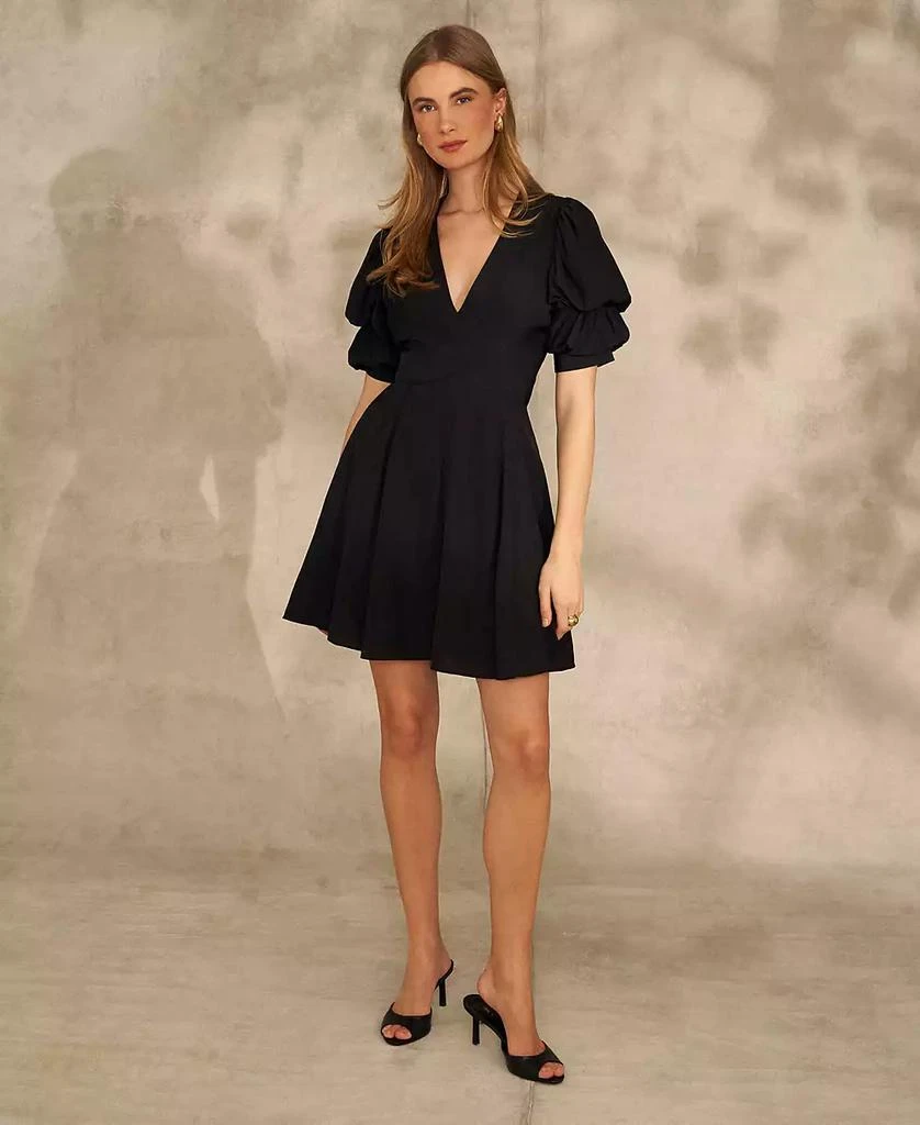 1. State Women's V-Neck Tiered Bubble Puff Sleeve Mini Dress 6