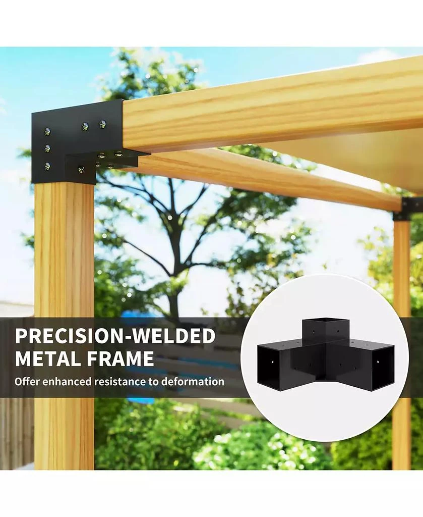 Outsunny 8PCS Pergola Kit Brackets for 4"x4" (Actual 3.6"x3.6") Lumber 5