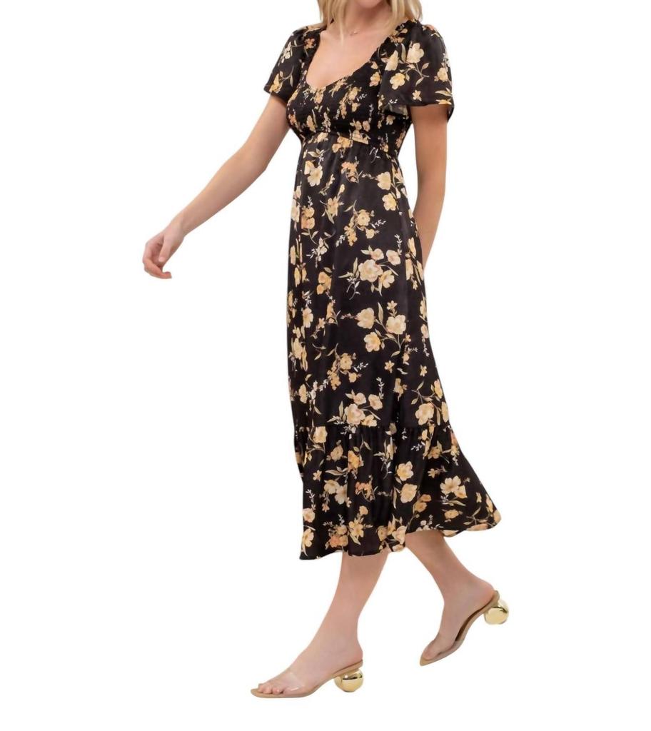 Blu Pepper Floral Maxi Dress In Black