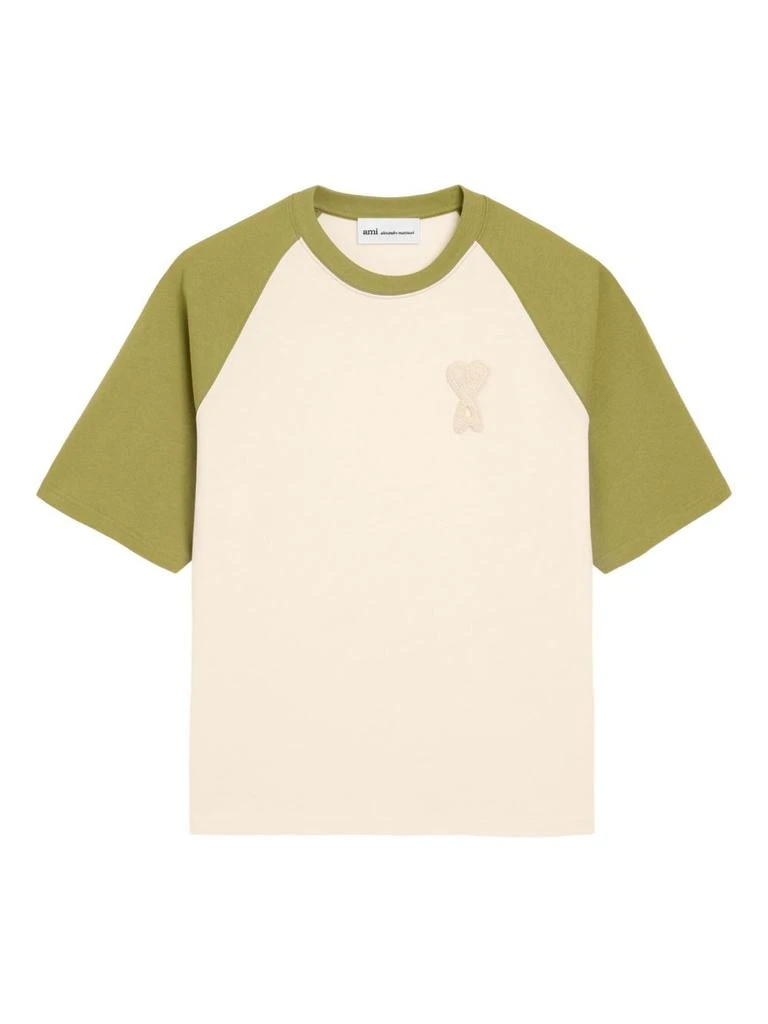 AMI Cream Knitted Patch Raglan T-Shirt